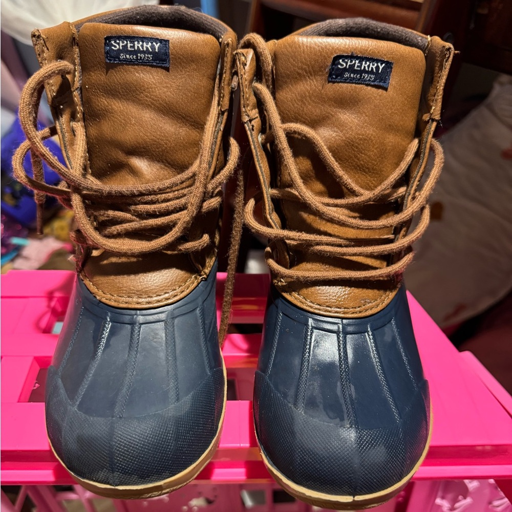 Sperry Brown and Blue Duck Boots